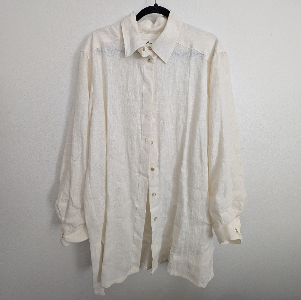 Amour Linen Long Button Up/Beach Cover-up